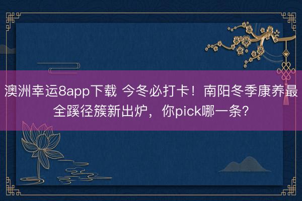 澳洲幸運8app下載 今冬必打卡!南陽冬季康養最全蹊徑簇新出爐,你pick哪一條?