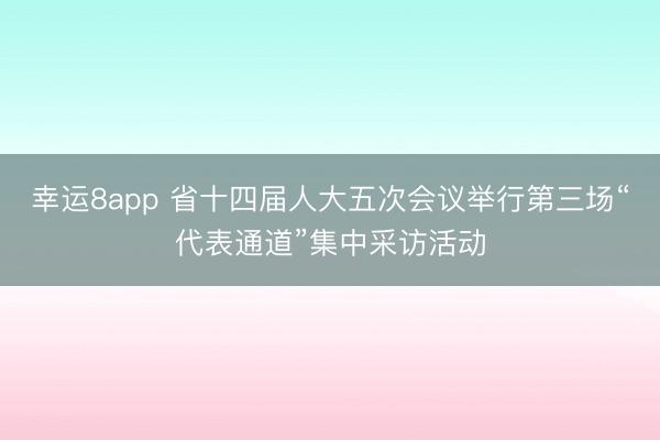 幸運8app 省十四屆人大五次會議舉行第三場“代表通道”集中采訪活動